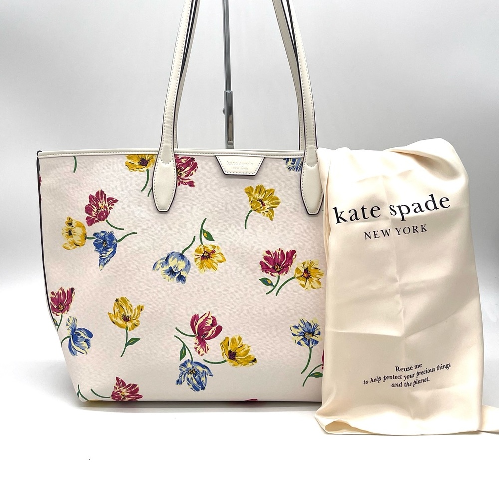 KATE SPADE NEW YORK Sutton Tulip Toss Printed Faux Leather Medium Tote
